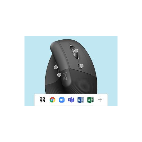 Logitech Lift Vertical Ergonomic Mouse - Vertical mouse - ergonomic - optical - 6 buttons - wireless - Bluetooth, 2.4 GHz - Logitech Logi Bolt USB receiver - graphite - 15