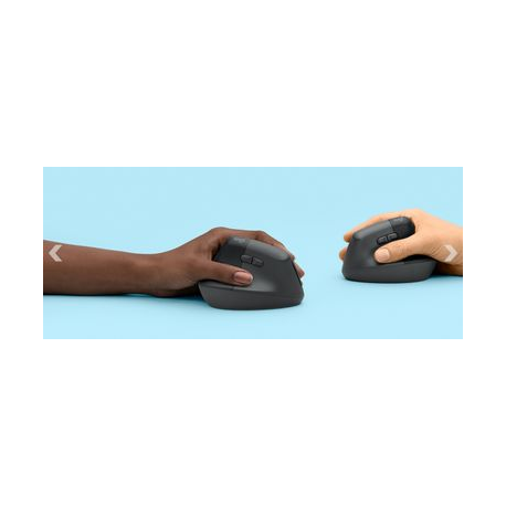 Logitech Lift Vertical Ergonomic Mouse - Vertical mouse - ergonomic - optical - 6 buttons - wireless - Bluetooth, 2.4 GHz - Logitech Logi Bolt USB receiver - graphite - 20