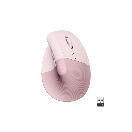 Logitech Lift Vertical Ergonomic Mouse - Vertical mouse - ergonomic - optical - 6 buttons - wireless - Bluetooth, 2.4 GHz - Logitech Logi Bolt USB receiver - rose - 0