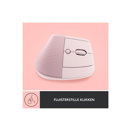 Logitech Lift Vertical Ergonomic Mouse - Vertical mouse - ergonomic - optical - 6 buttons - wireless - Bluetooth, 2.4 GHz - Logitech Logi Bolt USB receiver - rose - 4