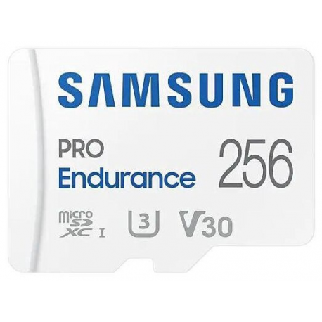 Samsung PRO Endurance MB-MJ256KA - Flash memory card (microSDXC to SD adapter included) - 256 GB - Video Class V30  /  UHS-I U3  /  Class10 - microSDXC UHS-I - white - 0