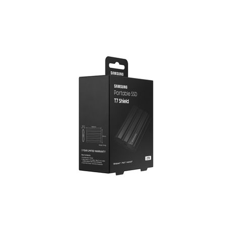 Samsung T7 Shield MU-PE2T0S - Solid state drive - encrypted - 2 TB - external (portable) - USB 3.2 Gen 2 (USB-C connector) - 256-bit AES - black - 8