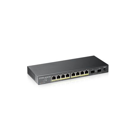 Zyxel GS1100-10HP - Switch - unmanaged - 8 x 10/100/1000 (PoE+) + 2 x Gigabit SFP - desktop, wall-mountable - PoE+ (130 W) - 1