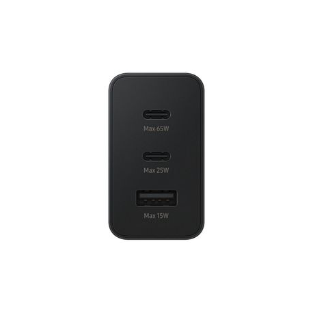 Samsung EP-T6530 - Power adapter - 65 Watt - 3 A - PD 3.0, SFC 2.0 - 3 output connectors (USB, 2 x USB-C) - black - 2