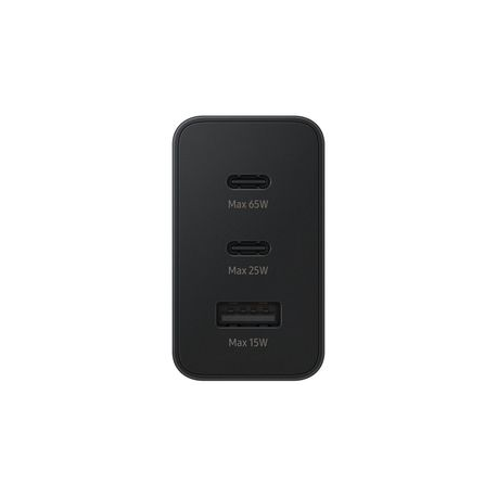 Samsung EP-T6530 - Power adapter - 65 Watt - 3 A - PD 3.0, SFC 2.0 - 3 output connectors (USB, 2 x USB-C) - black - 5