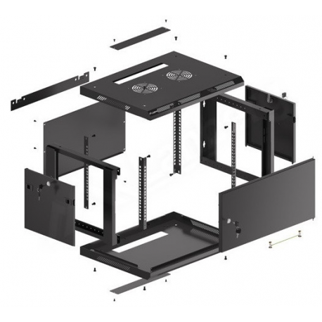 Lanberg WF01-6406-00B - Rack cabinet - wall mountable - black, RAL 9004 - 6U - 19" - 1