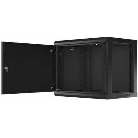 Lanberg WF01 64 / 66 V2 Series - Rack cabinet - wall mountable - black, RAL 9004 - 9U - 19" - 3