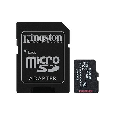 Kingston Industrial - Flash memory card (microSDHC to SD adapter included) - 32 GB - A1 / Video Class V30 / UHS-I U3 / Class10 - microSDHC UHS-I - 1