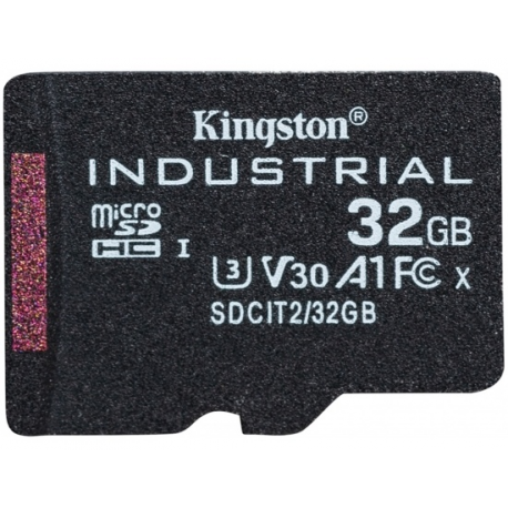 Kingston Industrial - Flash memory card (microSDHC to SD adapter included) - 32 GB - A1 / Video Class V30 / UHS-I U3 / Class10 - microSDHC UHS-I - 2