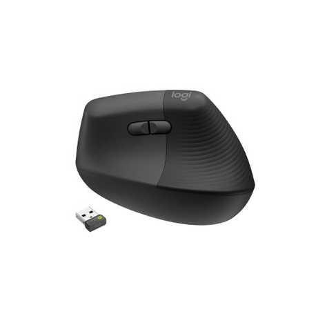 Logitech Lift for Business - Vertical mouse - ergonomic - 6 buttons - wireless - Bluetooth, 2.4 GHz - Logitech Logi Bolt USB receiver - graphite - 1
