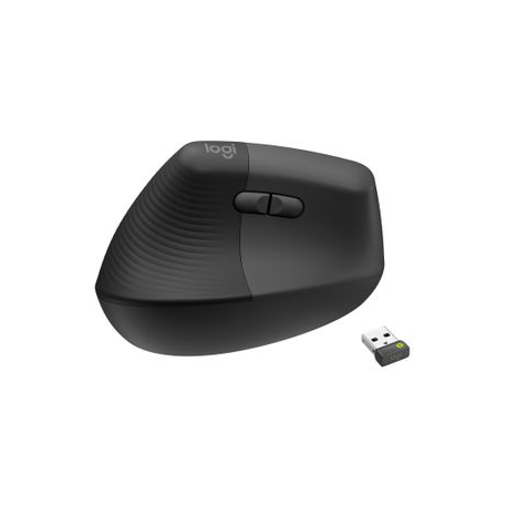 Logitech Lift for Business - Vertical mouse - ergonomic - left-handed - 6 buttons - wireless - Bluetooth, 2.4 GHz - Logitech Logi Bolt USB receiver - graphite - 1