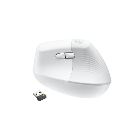 Logitech Lift for Business - Vertical mouse - ergonomic - 6 buttons - wireless - Bluetooth, 2.4 GHz - Logitech Logi Bolt USB receiver - off-white - 1