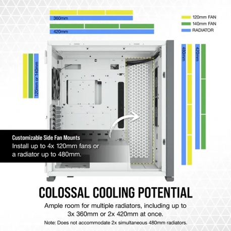 CORSAIR 7000D AIRFLOW - FT - extended ATX - windowed side panel (tempered glass) - no power supply (ATX) - white - USB / Audio - 7