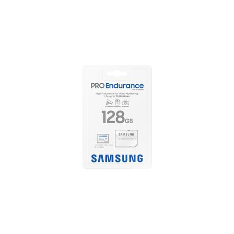 Samsung PRO Endurance MB-MJ128KA - Flash memory card (microSDXC to SD adapter included) - 128 GB - Video Class V30  /  UHS-I U3  /  Class10 - microSDXC UHS-I - white - 7