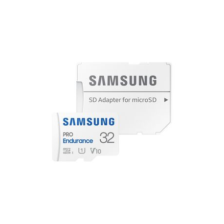 Samsung PRO Endurance MB-MJ32KA - Flash memory card (microSDHC to SD adapter included) - 32 GB - Video Class V10 / UHS-I U1 / Class10 - microSDHC UHS-I - white - 3