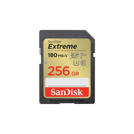 SanDisk Extreme - Flash memory card - 256 GB - Video Class V30 / UHS-I U3 / Class10 - SDHC UHS-I - 0