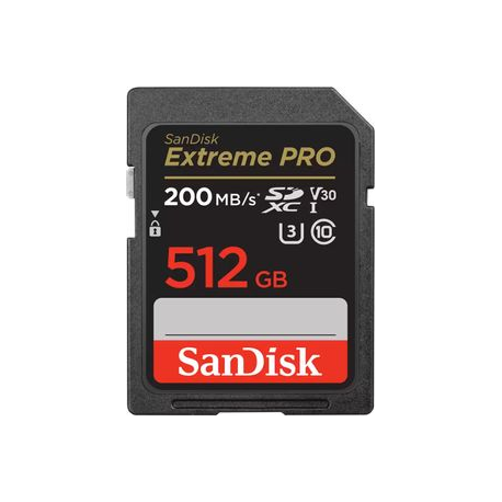 SanDisk Extreme Pro - Flash memory card - 512 GB - Video Class V30 / UHS-I U3 / Class10 - SDXC UHS-I - 0