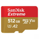 SanDisk Extreme - Flash memory card (microSDXC to SD adapter included) - 512 GB - A2  /  Video Class V30  /  UHS-I U3  /  Class10 - microSDXC UHS-I
