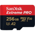 SanDisk Extreme Pro - Flash memory card (microSDXC to SD adapter included) - 256 GB - A2  /  Video Class V30  /  UHS-I U3  /  Class10 - microSDXC UHS-I