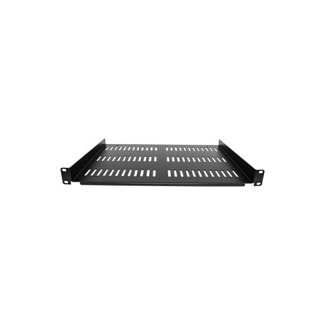 StarTech.com 1U Server Rack Shelf - Universal Vented Rack Mount Cantilever Tray for 19" Network Equipment Rack & Cabinet - Durable Design - Weight Capacity 55lb / 25kg - 12" Deep Shelf, Black (SHELF-1U-12-FIXED-V) - Rack shelf - black - 1U - 19" - 2