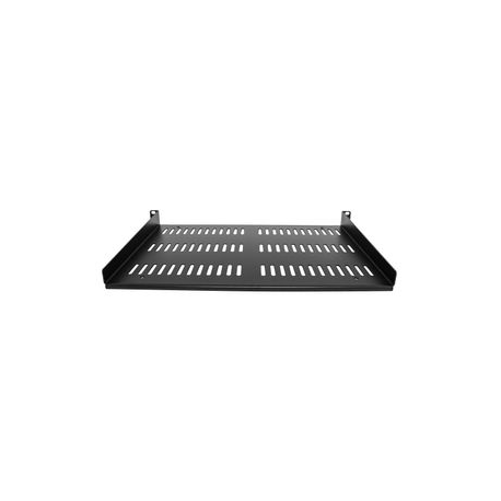 StarTech.com 1U Server Rack Shelf - Universal Vented Rack Mount Cantilever Tray for 19" Network Equipment Rack & Cabinet - Durable Design - Weight Capacity 55lb / 25kg - 12" Deep Shelf, Black (SHELF-1U-12-FIXED-V) - Rack shelf - black - 1U - 19" - 3