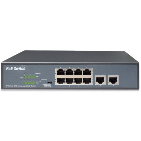 DIGITUS DN-95323-1 - Switch - unmanaged - 8 x 10 / 100 (PoE+) + 2 x 10 / 100 (uplink) - desktop - PoE+ (120 W) - 1