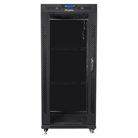 Lanberg - Rack cabinet - with 2 cooling fans, display - black, RAL 9004 - 27U - 19" - 2