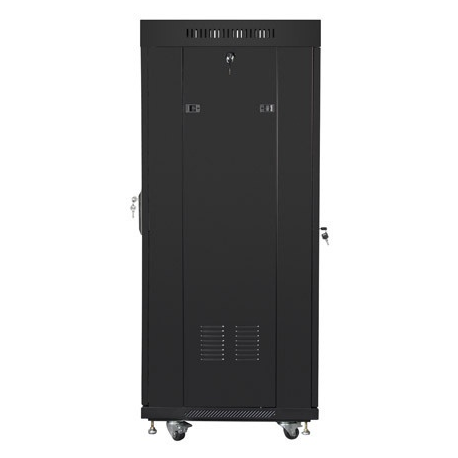 Lanberg - Rack cabinet - with 2 cooling fans, display - black, RAL 9004 - 27U - 19" - 4