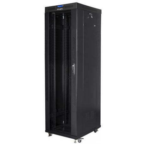 Lanberg - Rack cabinet - with 4 cooling fans, display - black, RAL 9004 - 42U - 19" - 2