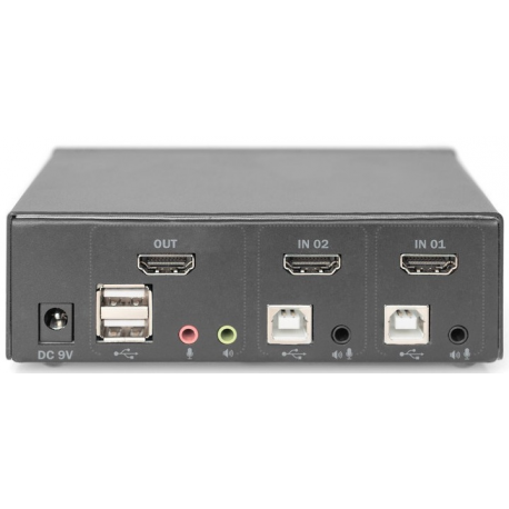 DIGITUS DS-12870 - KVM / audio / USB switch - 2 x KVM / audio / USB - 1 local user - desktop - 2
