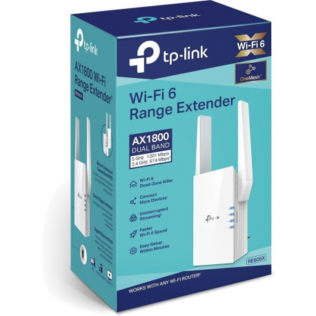 TP-Link RE605X - Wi-Fi range extender - GigE - Wi-Fi 6 - 2.4 GHz, 5 GHz - in wall - 3