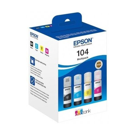 Epson EcoTank 104 - 4-pack - black, yellow, cyan, magenta - original - ink refill - for EcoTank ET-1810, 2715, 2721, 2810, 2811, 2812, 2814, 2815, 2820, 2821, 2825, 2826, 4800 - 1