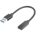 Lanberg - USB adapter - USB Type A (M) to USB-C (F) - USB 3.1 Gen1 OTG - 15 cm - black