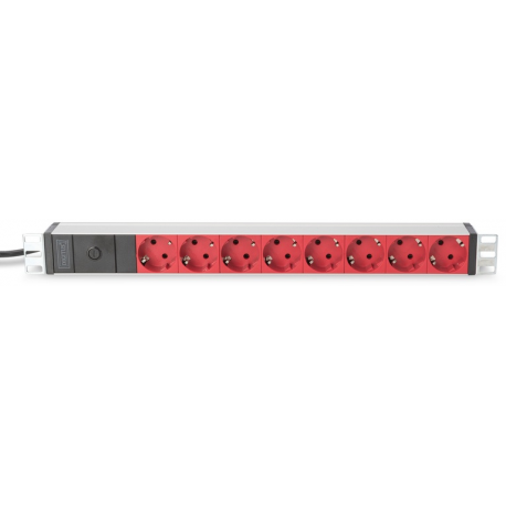 DIGITUS Professional DN-95410 - Power distribution strip (rack-mountable) - AC 250 V - 4000 Watt - input: IEC 60320 C14 - output connectors: 8 - 19" - 1