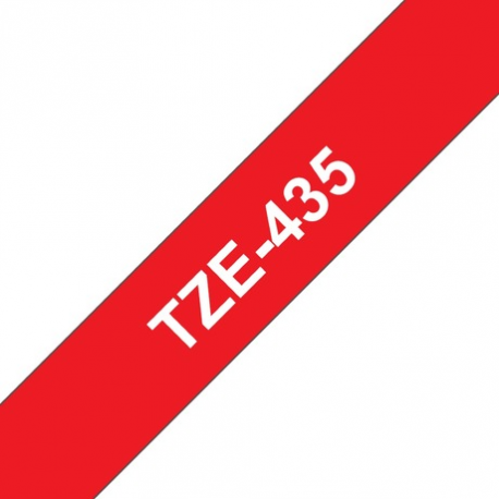 Brother TZe435 - White on red - Roll (1.2 cm x 8 m) 1 roll(s) laminated tape - for P-Touch PT-1005, 1010, D210, D400, D450, D800, E550, H110, H200, P300, P750, P900, P950 - 4