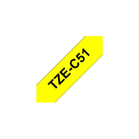 Brother TZeC51 - Black on yellow - Roll (2.4 cm x 5 m) 1 roll(s) fluorescent tape - for P-Touch PT-2470, 2730, 3600, 9700, 9800, D600, D800, E550, H500, P700, P750, P900, P950 - 1