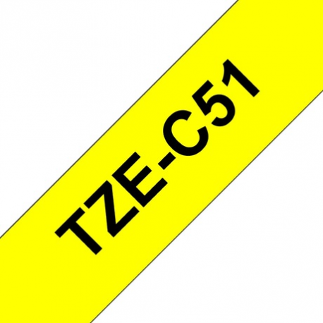 Brother TZeC51 - Black on yellow - Roll (2.4 cm x 5 m) 1 roll(s) fluorescent tape - for P-Touch PT-2470, 2730, 3600, 9700, 9800, D600, D800, E550, H500, P700, P750, P900, P950 - 6