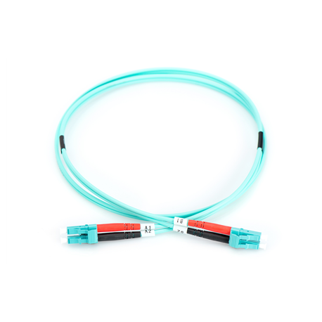 DIGITUS Professional - Patch cable - LC multi-mode (M) to LC multi-mode (M) - 1 m - fibre optic - 50 / 125 micron - OM3 - booted, halogen-free - aqua - 1