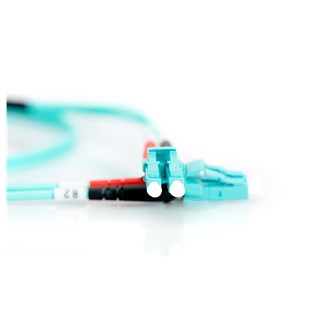 DIGITUS Professional - Patch cable - LC multi-mode (M) to LC multi-mode (M) - 1 m - fibre optic - 50 / 125 micron - OM3 - booted, halogen-free - aqua - 3