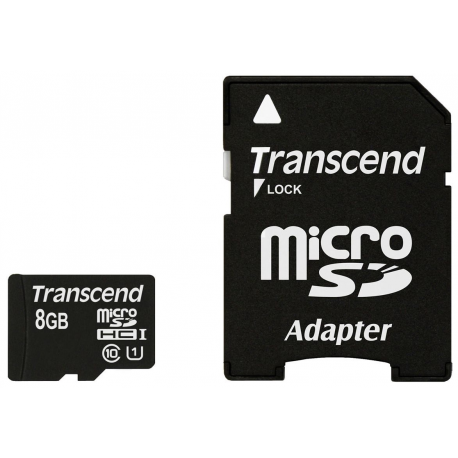 Transcend Premium - Flash memory card (microSDHC to SD adapter included) - 8 GB - UHS Class 1 / Class10 - 300x - microSDHC UHS-I - 2