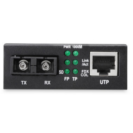 DIGITUS Professional DN-82121-1 - Fibre media converter - GigE - 10Base-T, 1000Base-LX, 100Base-TX, 1000Base-T - RJ-45 / SC single-mode - up to 10 km - 1310 nm - 3