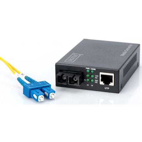 DIGITUS Professional DN-82121-1 - Fibre media converter - GigE - 10Base-T, 1000Base-LX, 100Base-TX, 1000Base-T - RJ-45 / SC single-mode - up to 10 km - 1310 nm - 5