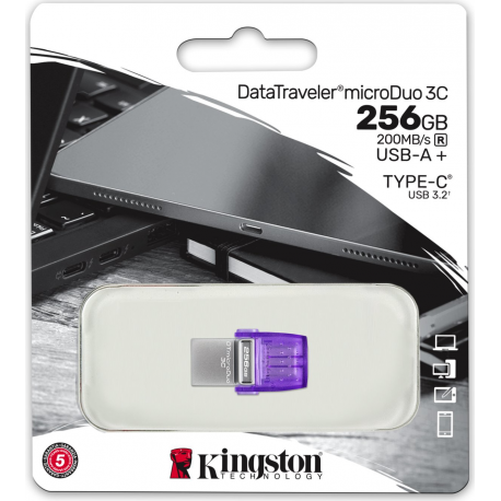 Kingston DataTraveler microDuo 3C - USB flash drive - 256 GB - USB 3.2 Gen 1  /  USB-C - 4