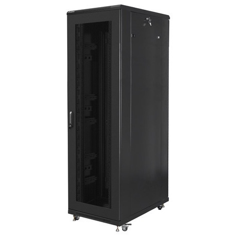 Lanberg - Rack cabinet - with 4 cooling fans - 230 V - black, RAL 9004 - 42U - 19" - 0