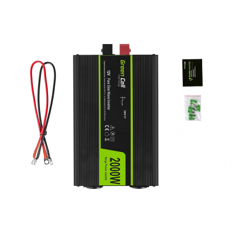Green Cell - DC to AC power inverter - 12 V - 2000 Watt - output connectors: 2 - black - 1