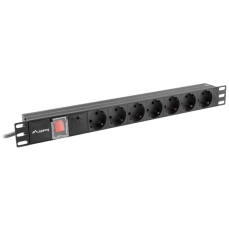 Lanberg PDU-07F-0200-IEC-BK - Power distribution unit (rack-mountable) - AC 220-250 V - 2500 Watt - 1-phase - input: IEC 60320 C14 10A - output connectors: 7 (7 x Type F) - 1U - 19" - 2 m - black - 0