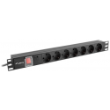 Lanberg PDU-07F-0200-IEC-BK - Power distribution unit (rack-mountable) - AC 220-250 V - 2500 Watt - 1-phase - input: IEC 60320 C14 10A - output connectors: 7 (7 x Type F) - 1U - 19" - 2 m - black