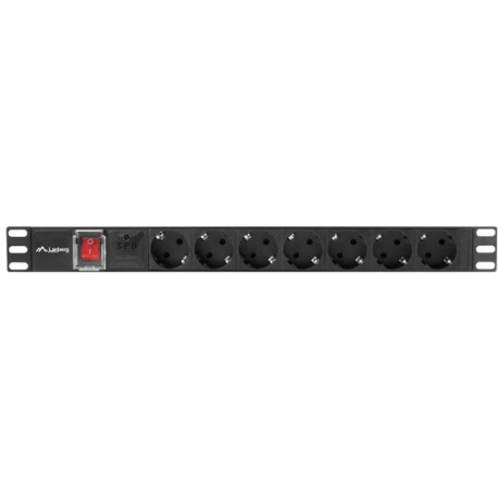 Lanberg PDU-07F-0200-IEC-BK - Power distribution unit (rack-mountable) - AC 220-250 V - 2500 Watt - 1-phase - input: IEC 60320 C14 10A - output connectors: 7 (7 x Type F) - 1U - 19" - 2 m - black - 1