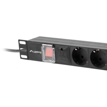 Lanberg PDU-07F-0200-IEC-BK - Power distribution unit (rack-mountable) - AC 220-250 V - 2500 Watt - 1-phase - input: IEC 60320 C14 10A - output connectors: 7 (7 x Type F) - 1U - 19" - 2 m - black - 2