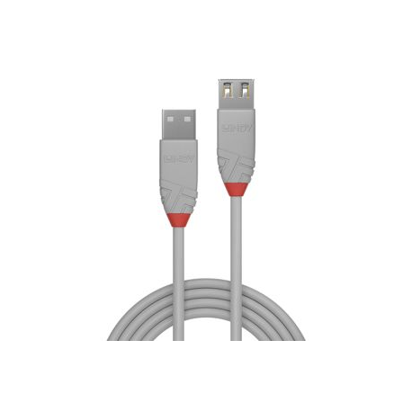 Lindy Anthra Line - USB extension cable - USB (M) to USB (F) - USB 2.0 - 20 cm - round - grey - 1